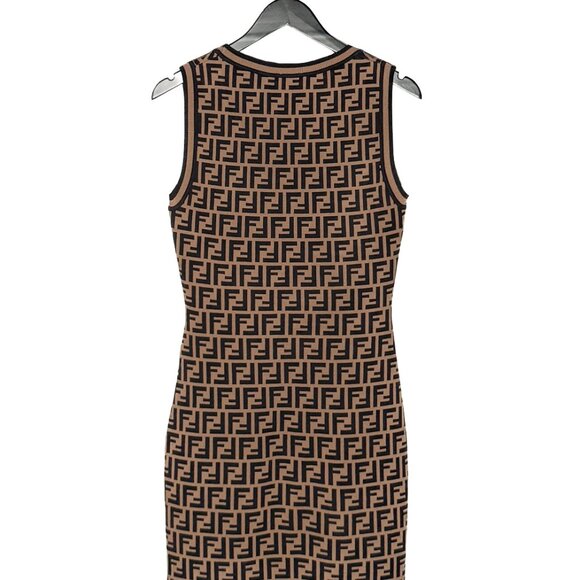 Fendi Brown Zucca FF Pattern Sleeveless Dress - Picture 3 of 7